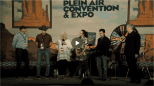 Past PleinAir Salon Online Art Competition Grand Prize Winners on stage at 9th Annual Plein Air Convention & Expo in Santa Fe, NM